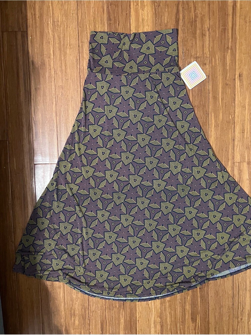LuLaRoe Purple Maxi Skirt with Yellow Geometric Stars
